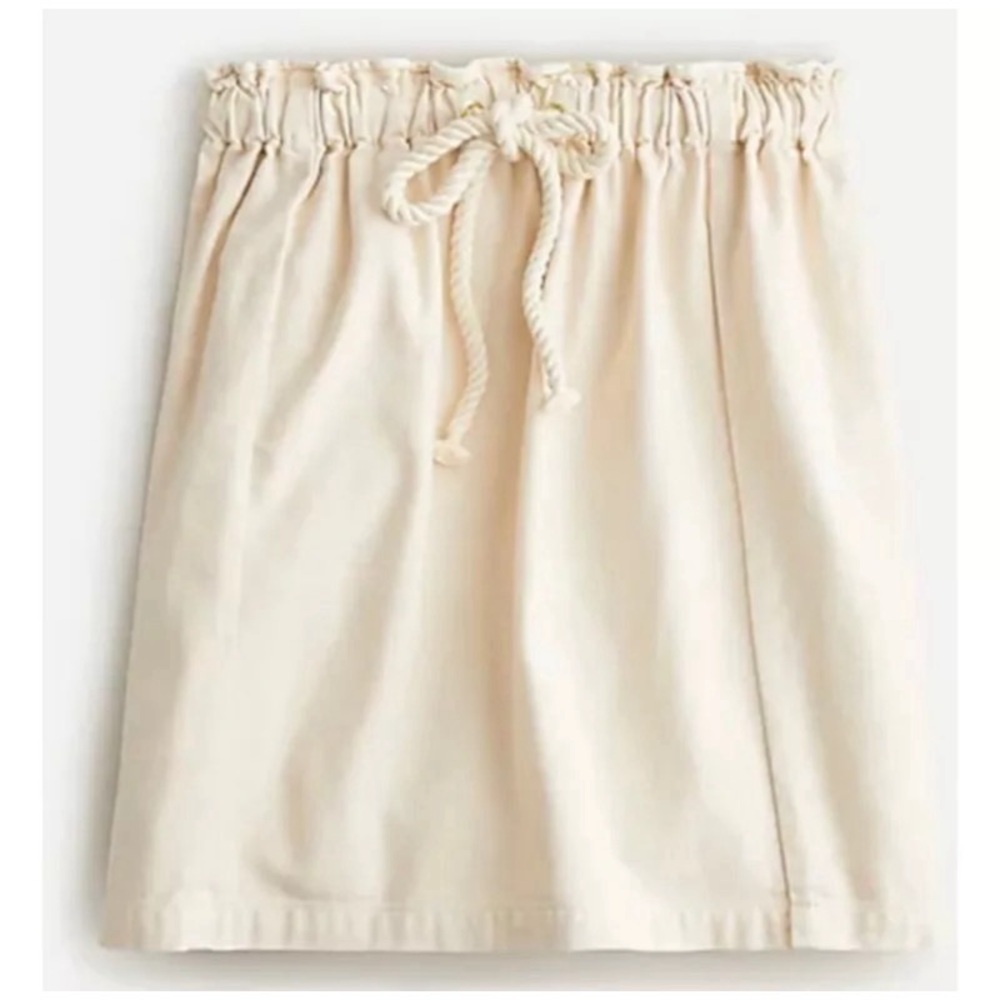 NEW JCREW Cotton Tie-Waist Pull-On Skirt in Dusty Ivory